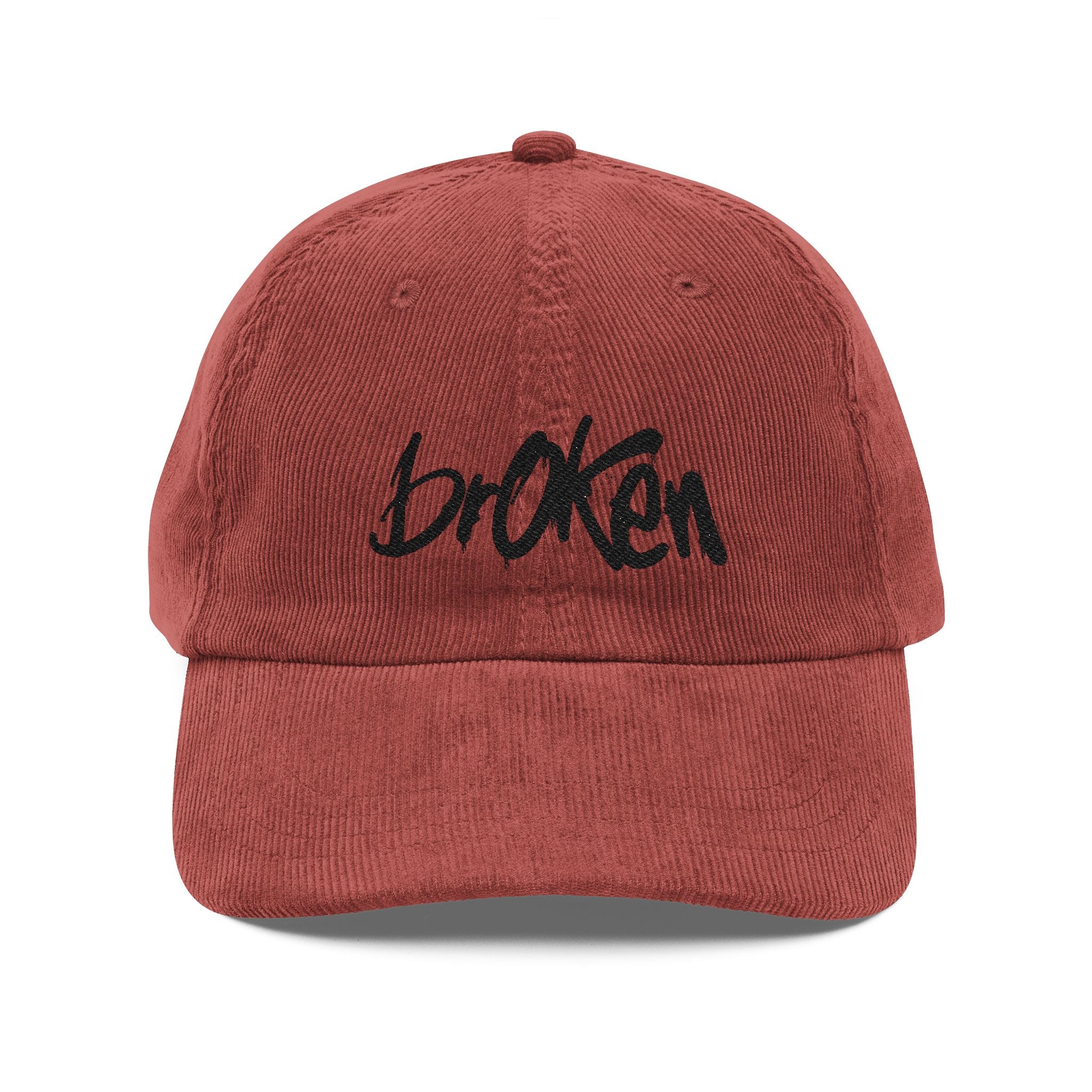 brOKen Embroidered Corduroy Cap