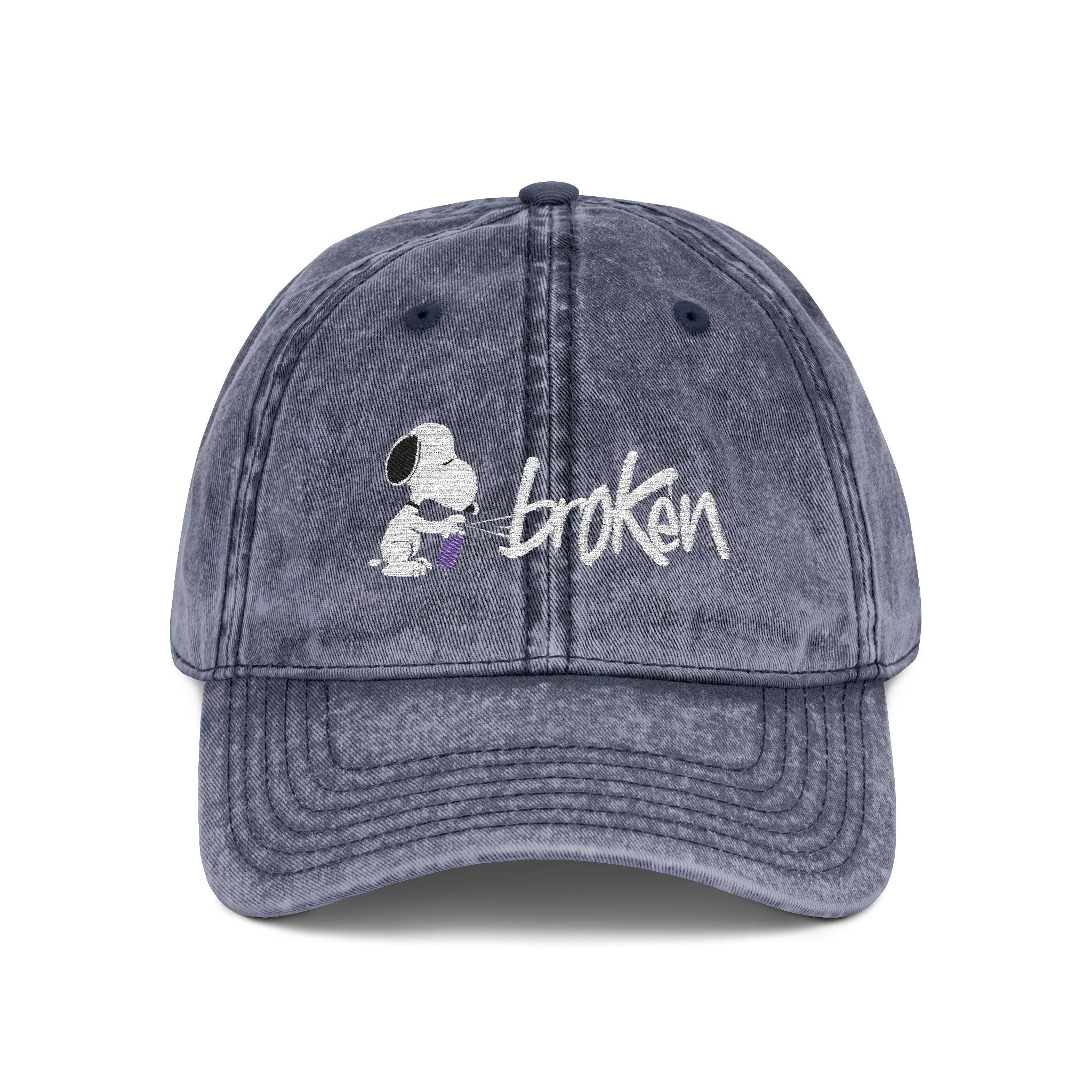 Peanuts X brOKen Spraypaint Logo Embroidered Vintage Cap