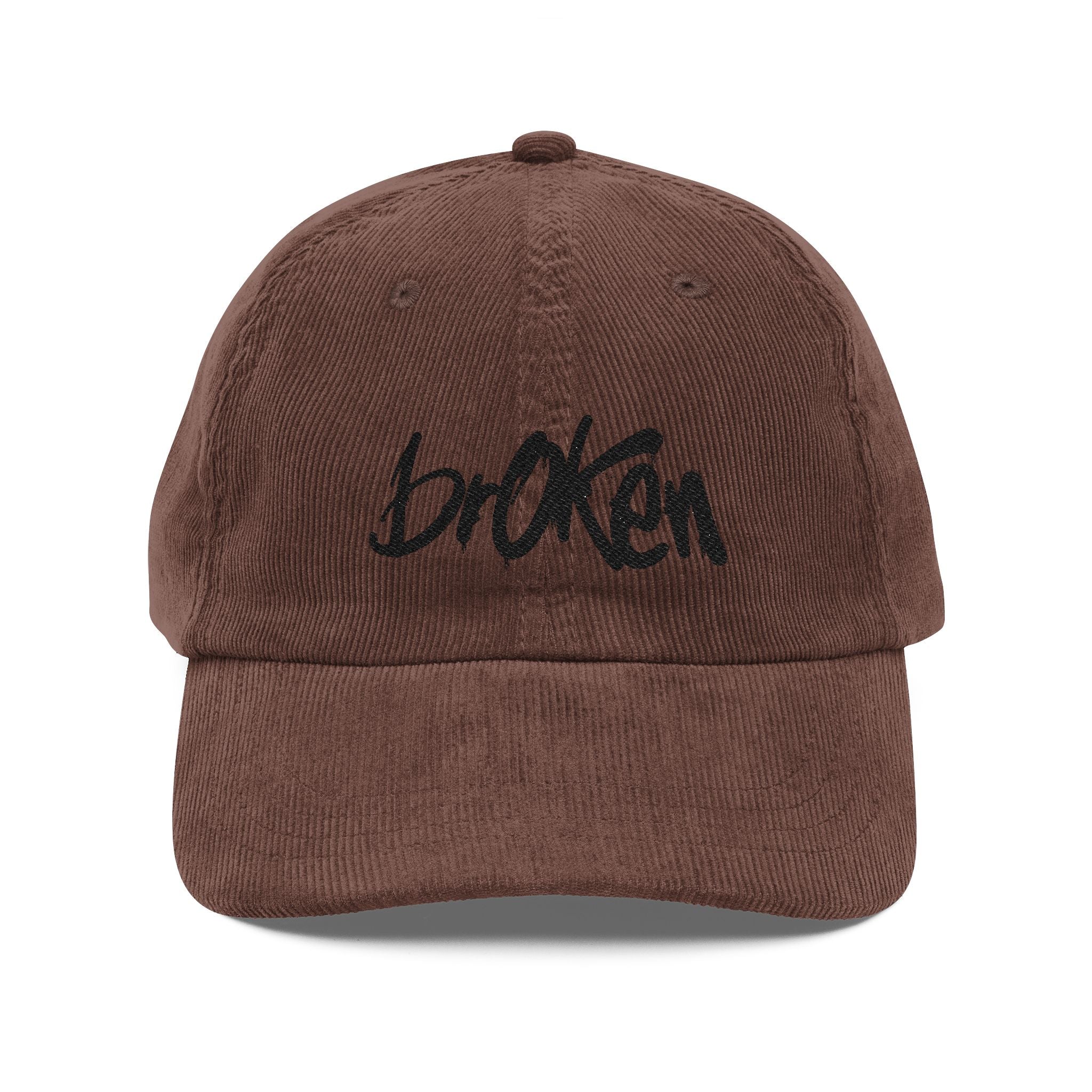 brOKen Embroidered Corduroy Cap
