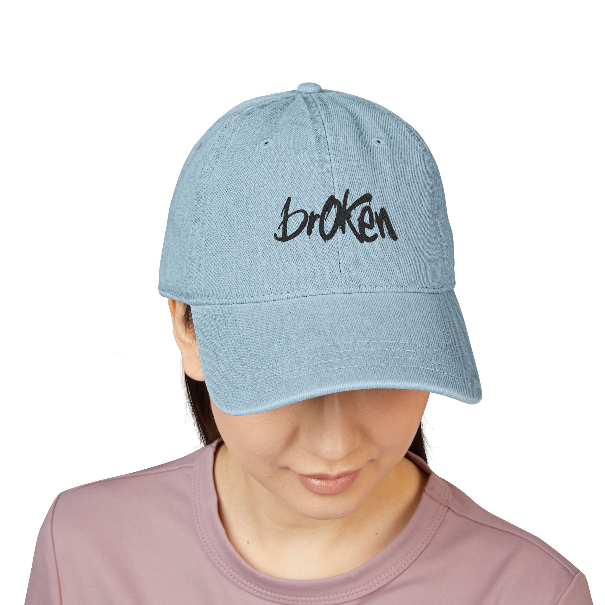 brOKen Embroided Denim Cap