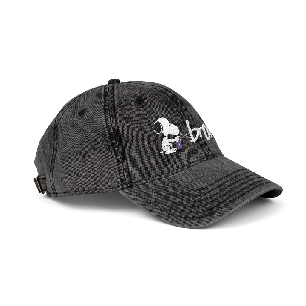 Peanuts X brOKen Spraypaint Logo Embroidered Vintage Cap