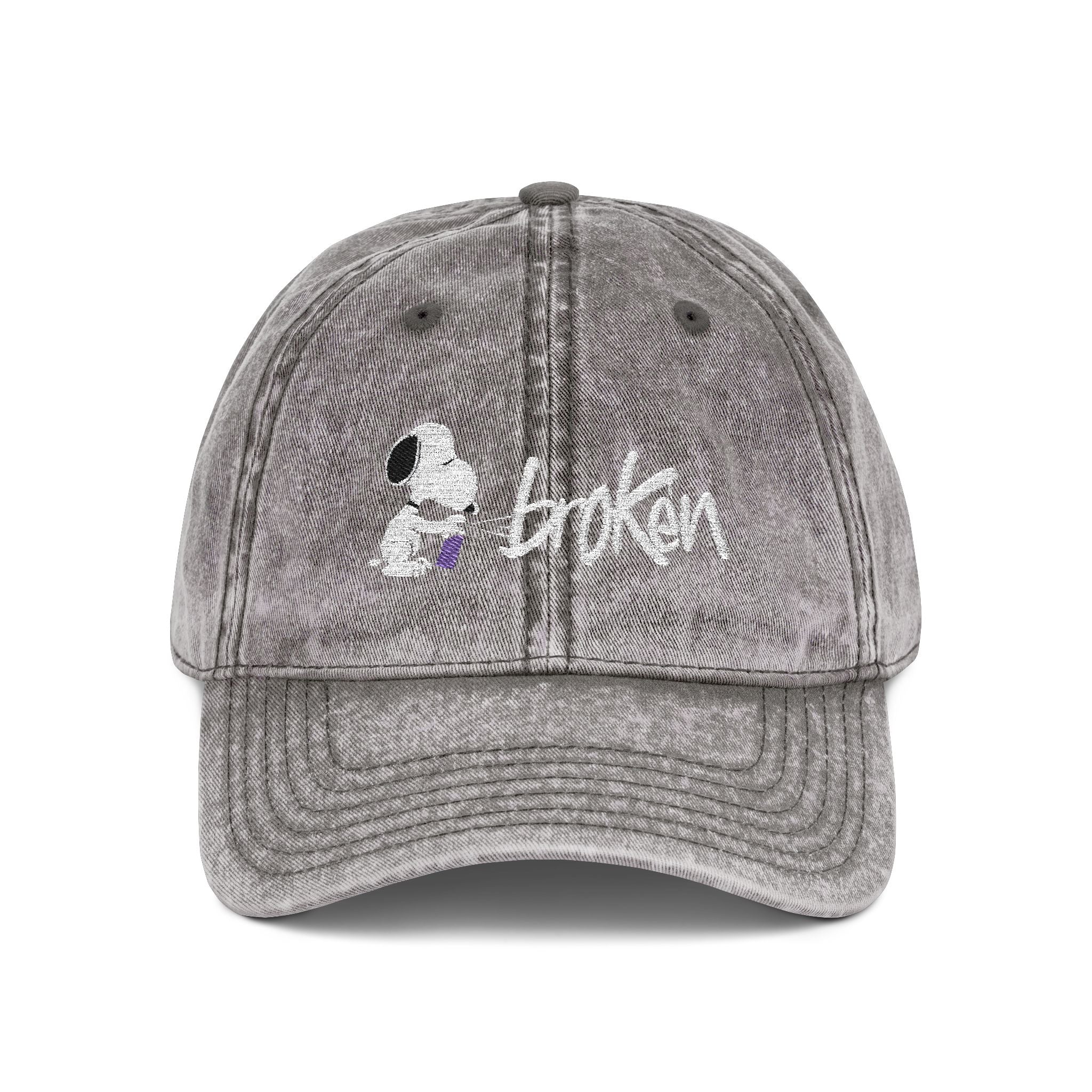 Peanuts X brOKen Spraypaint Logo Embroidered Vintage Cap