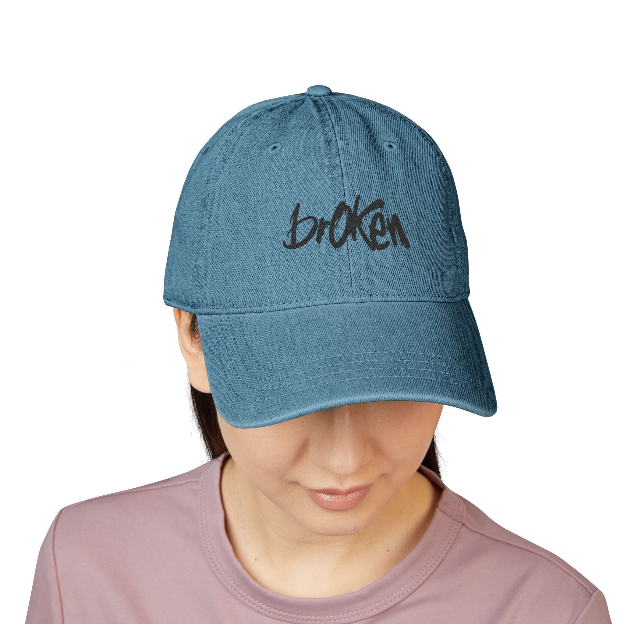 brOKen Embroided Denim Cap