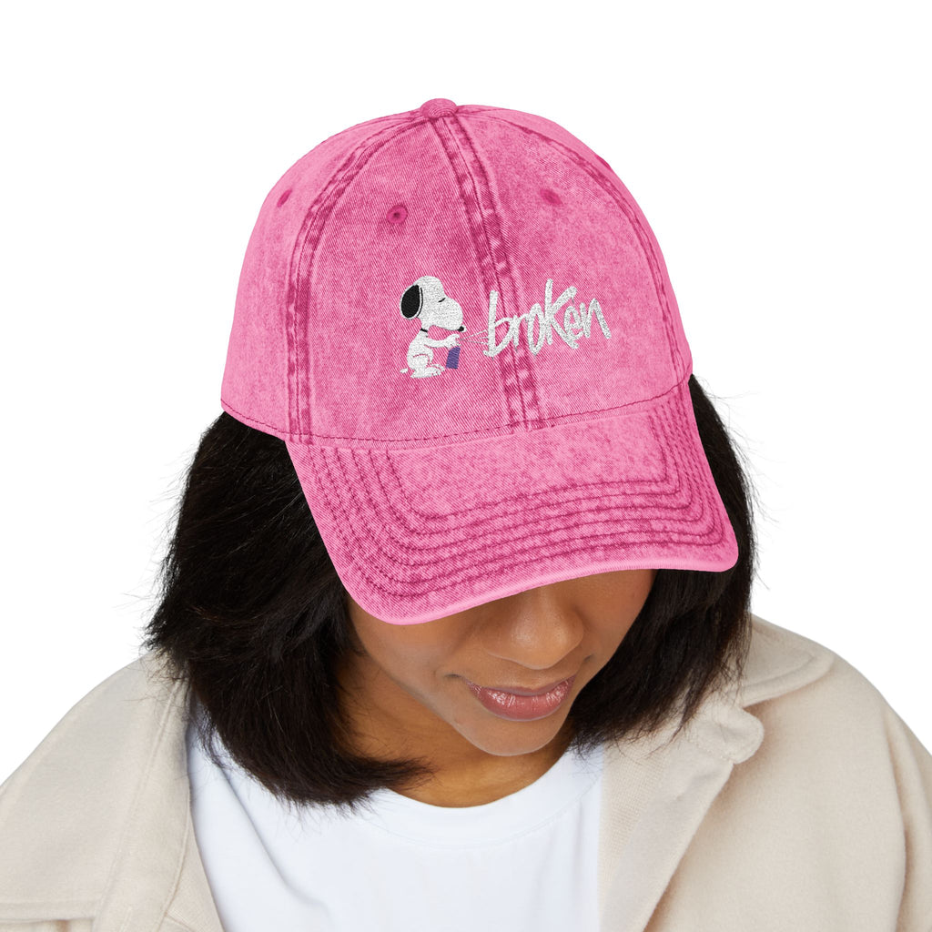 Peanuts X brOKen Spraypaint Logo Embroidered Vintage Cap