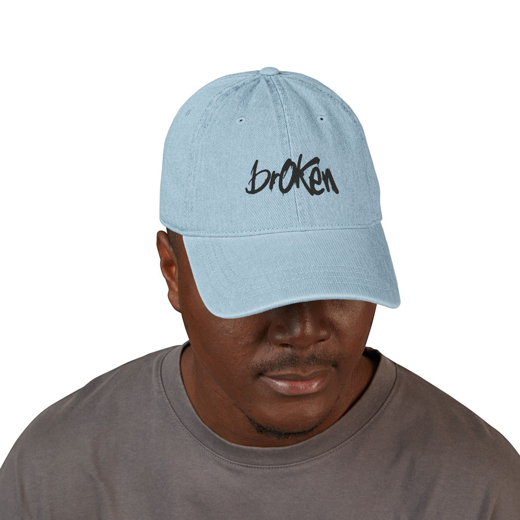 brOKen Embroided Denim Cap