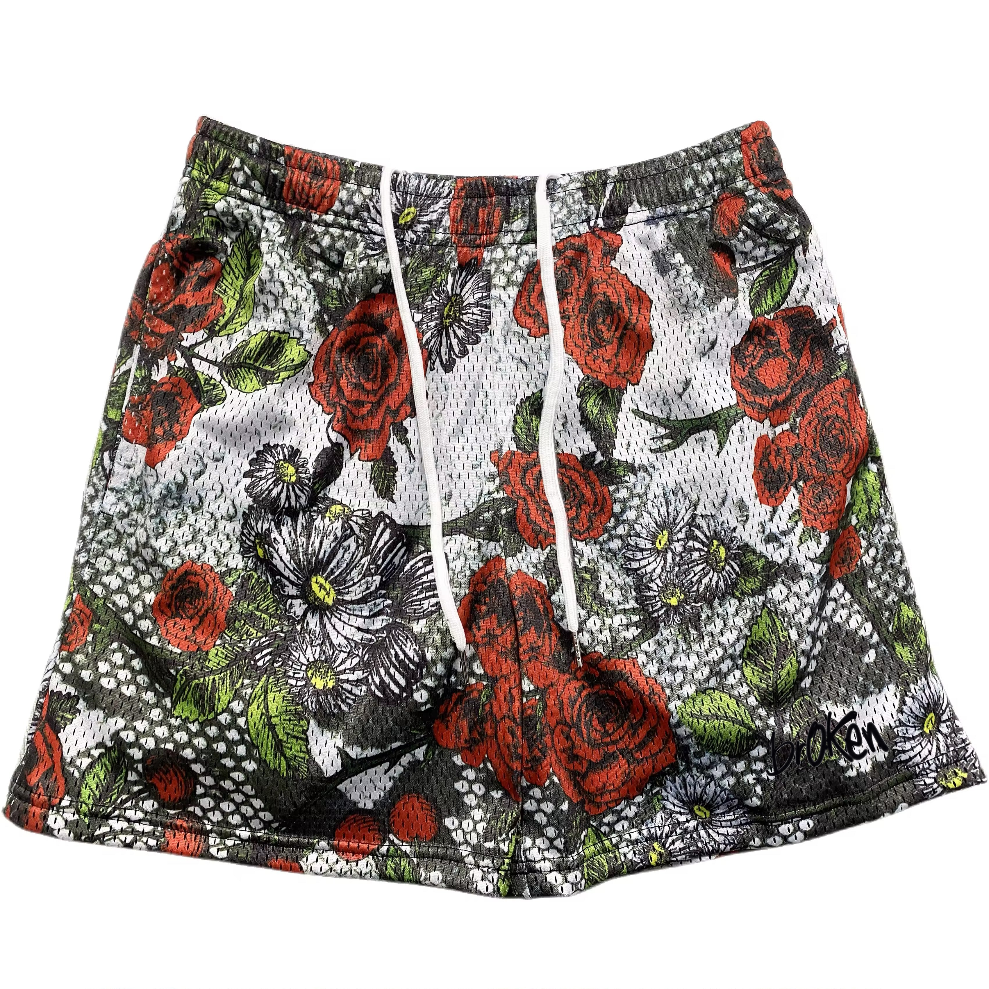 Men’s brOKen 5 Inch Mesh Shorts - Dark Rose