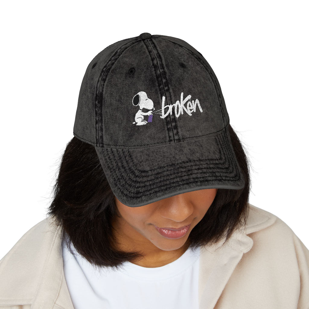 Peanuts X brOKen Spraypaint Logo Embroidered Vintage Cap
