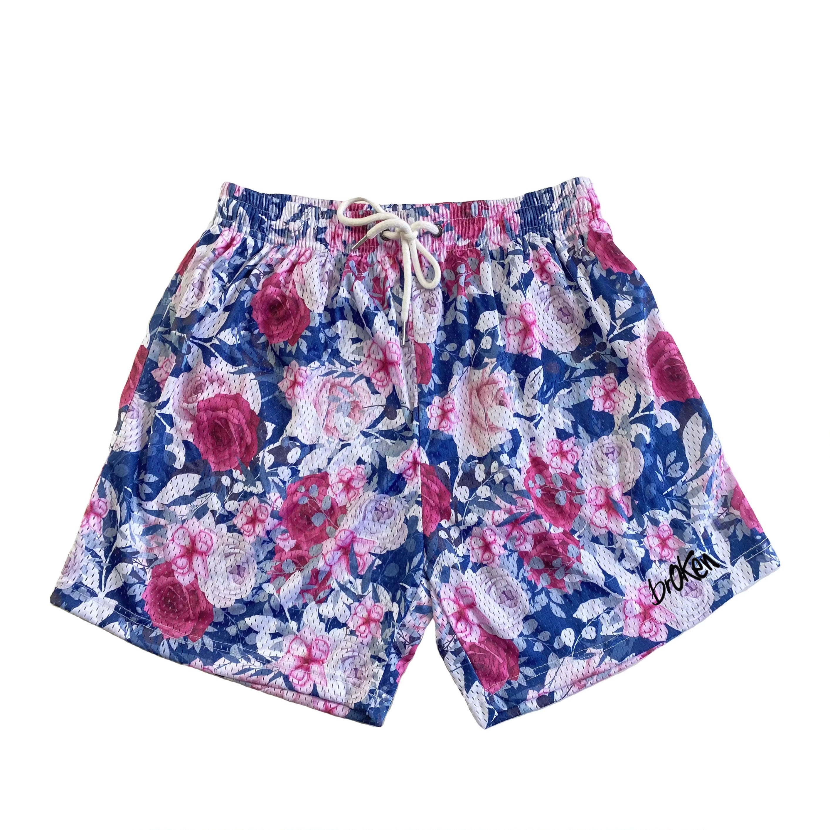 Men’s brOKen 5 Inch Mesh Shorts - Blue Petals