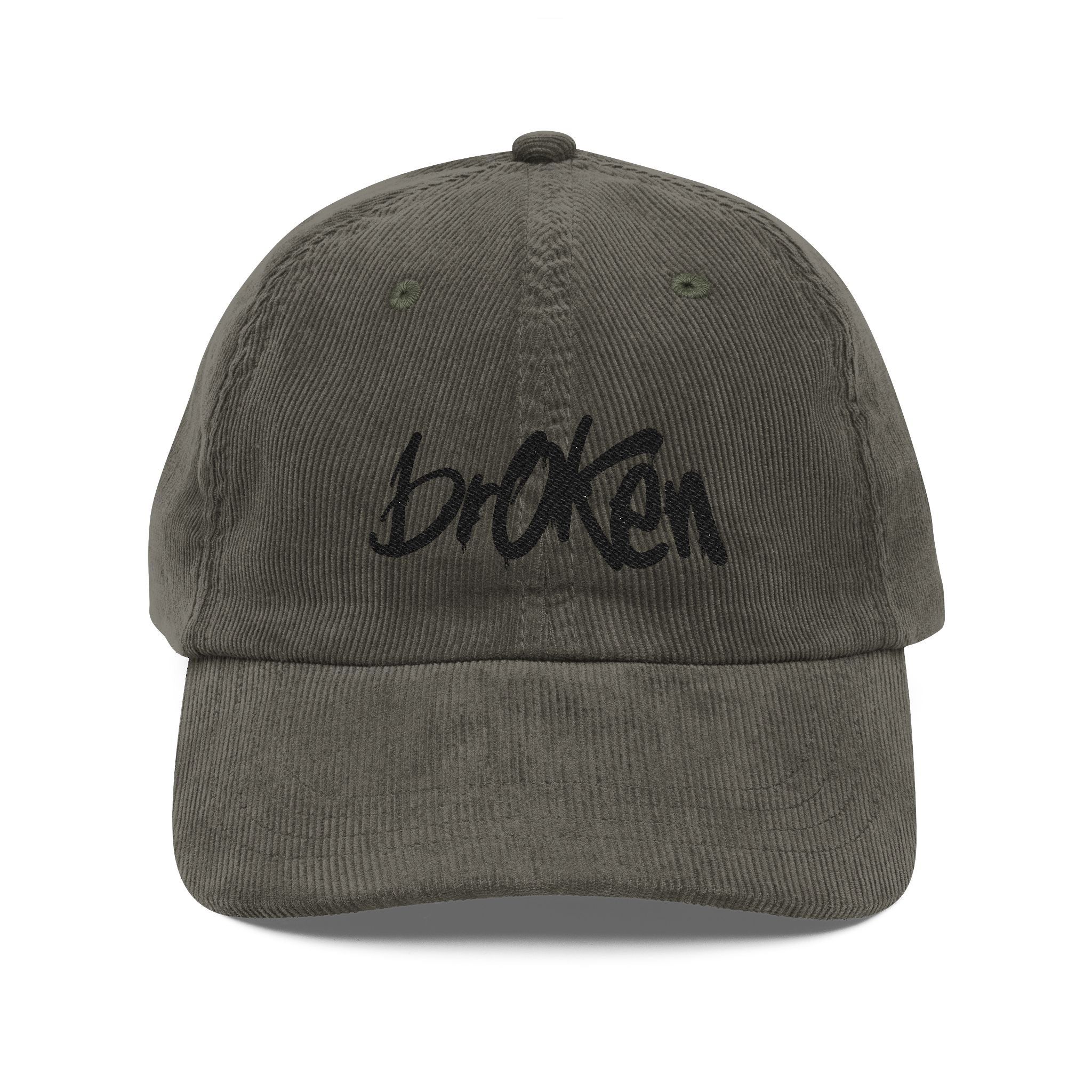 brOKen Embroidered Corduroy Cap