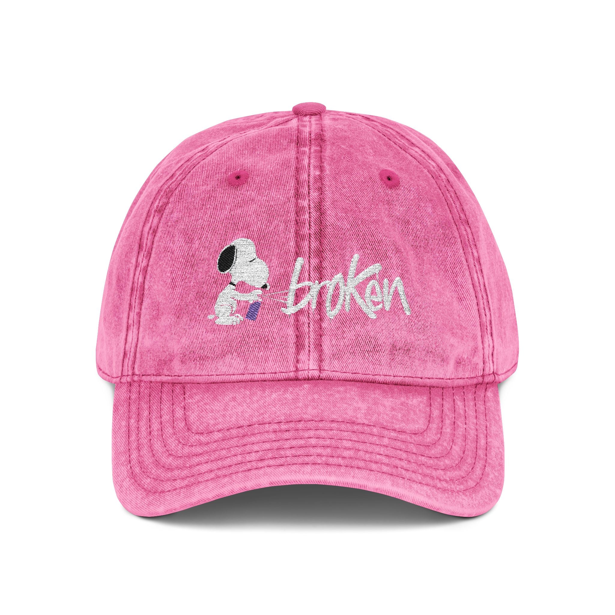 Peanuts X brOKen Spraypaint Logo Embroidered Vintage Cap