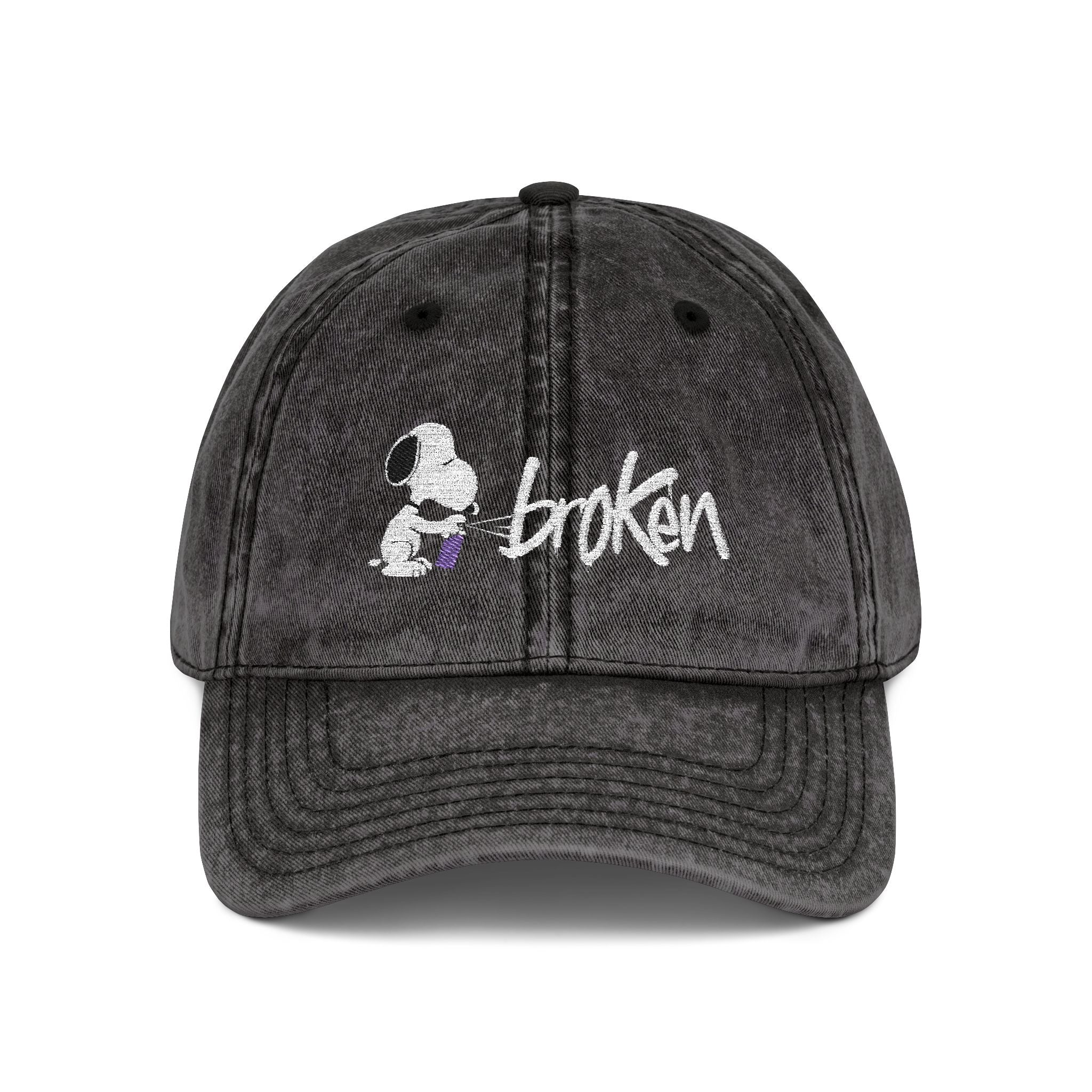 Peanuts X brOKen Spraypaint Logo Embroidered Vintage Cap