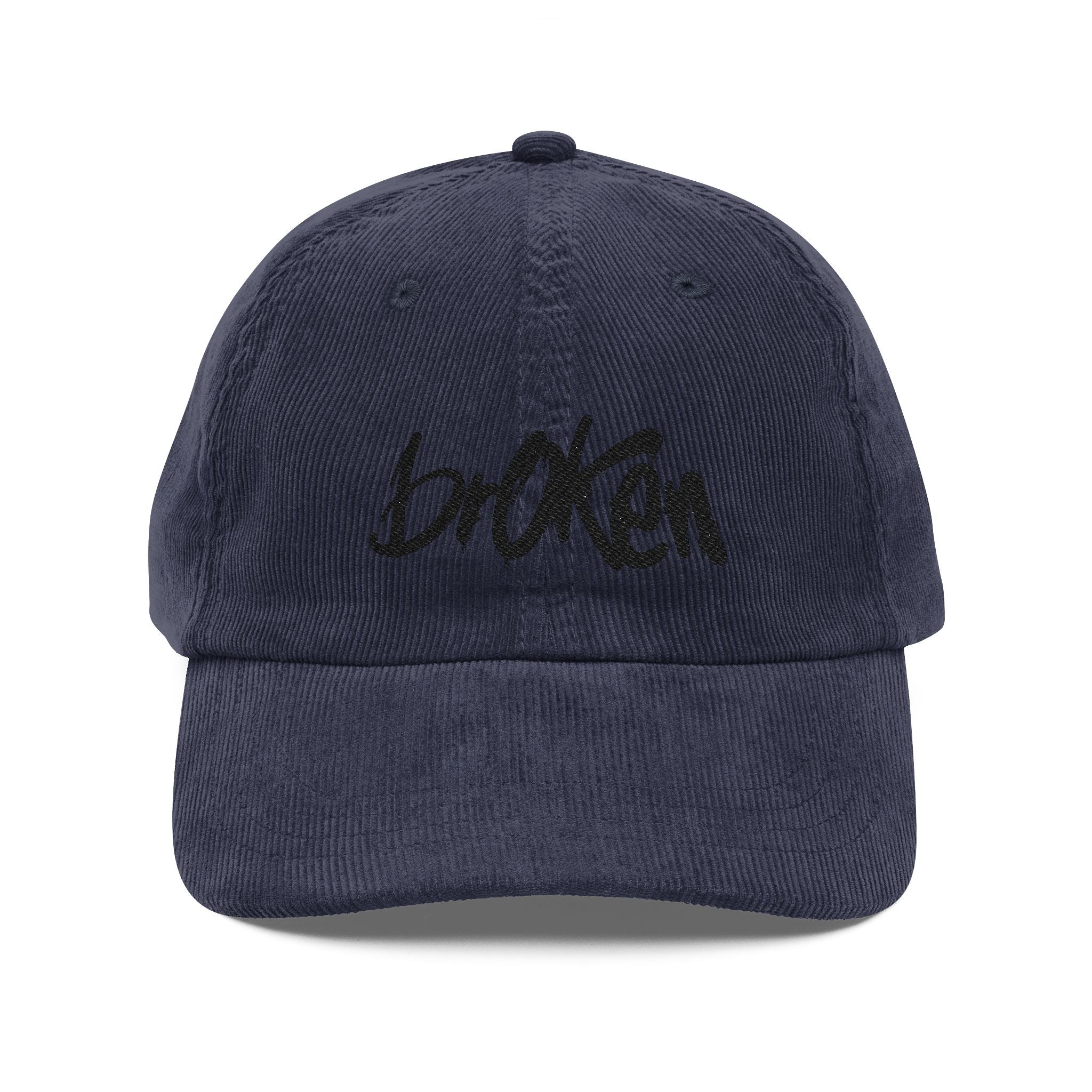 brOKen Embroidered Corduroy Cap