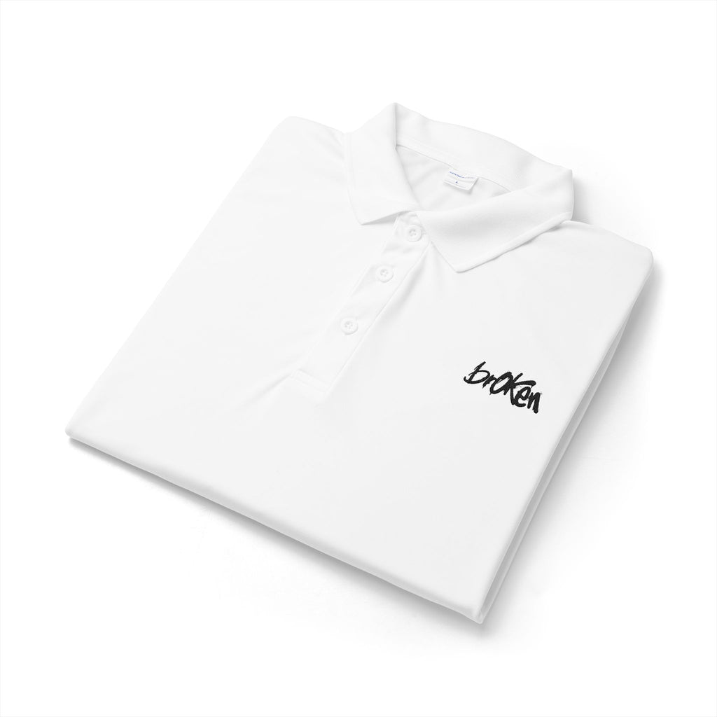 brOKen Basic Athletic Embroidered Polo - White