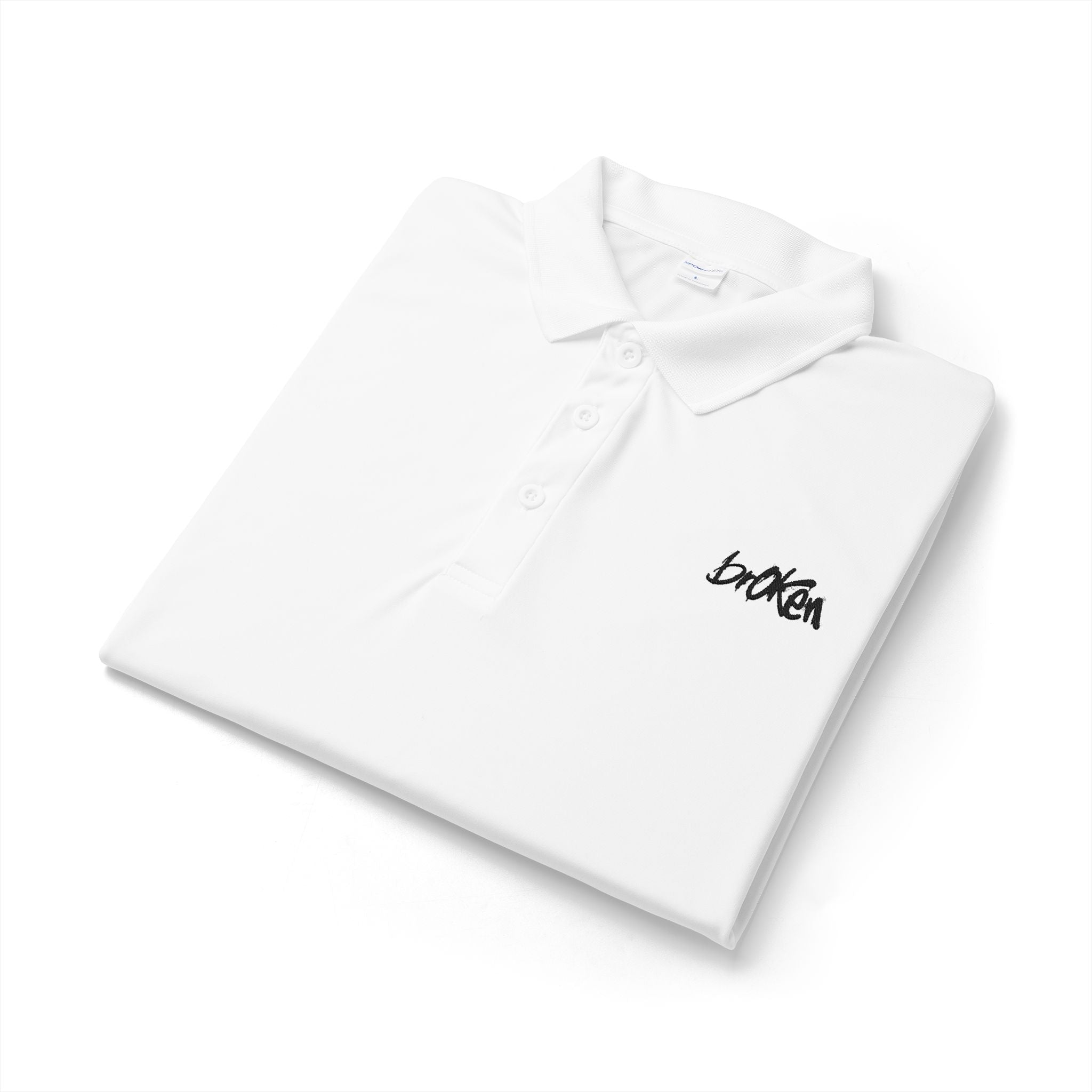 brOKen Basic Athletic Embroidered Polo - White