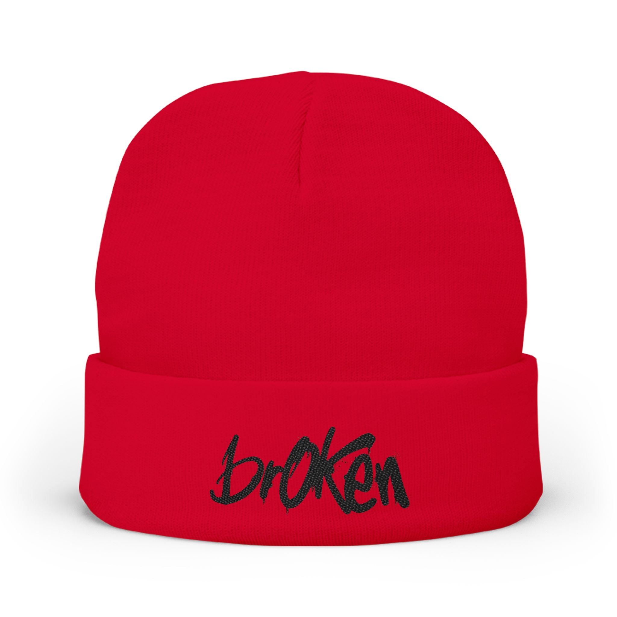 brOKen Embroidered Knit Beanie