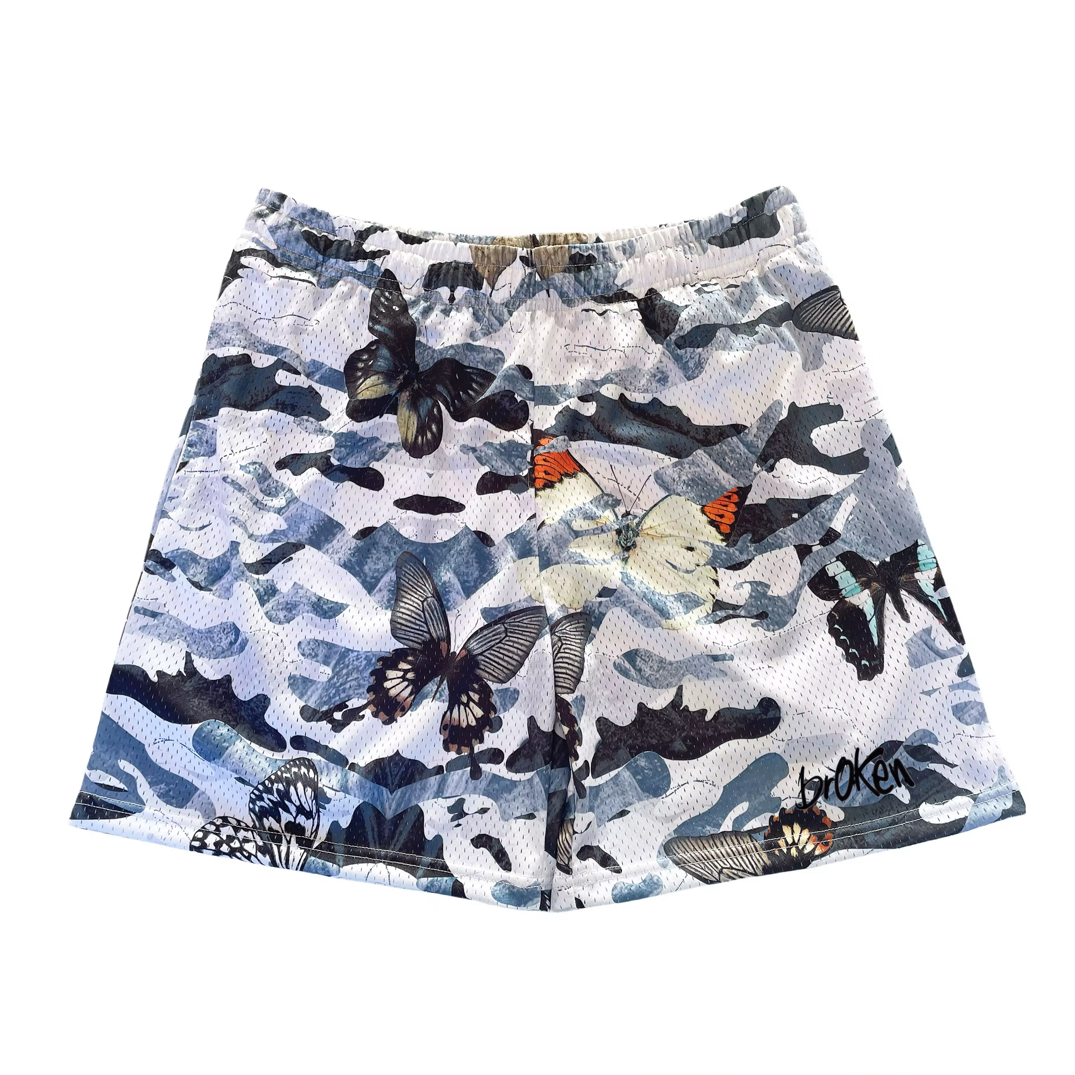 Men’s brOKen 5 Inch Mesh Shorts - Butterflies