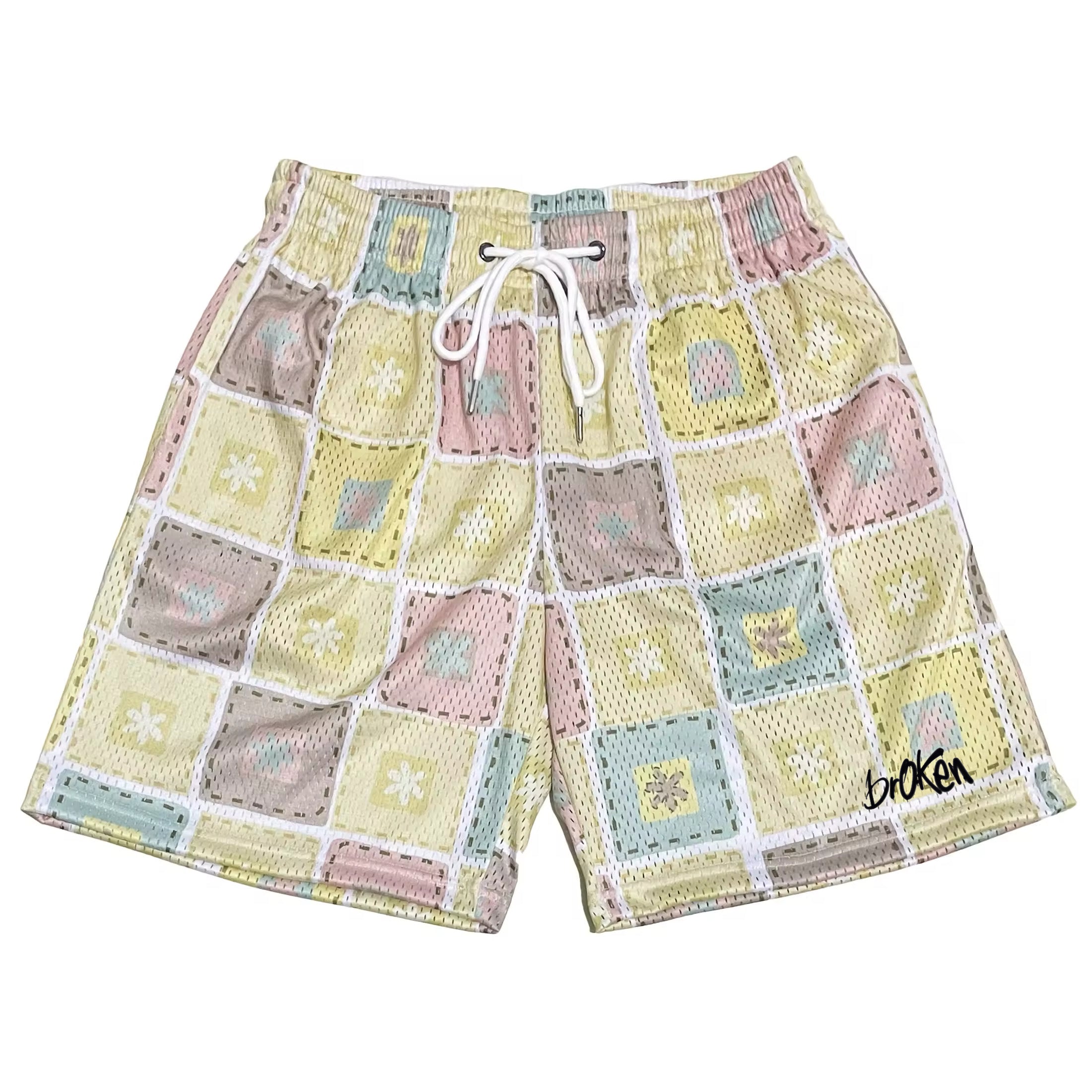 Men’s brOKen 5 Inch Mesh Shorts - Spring Patches