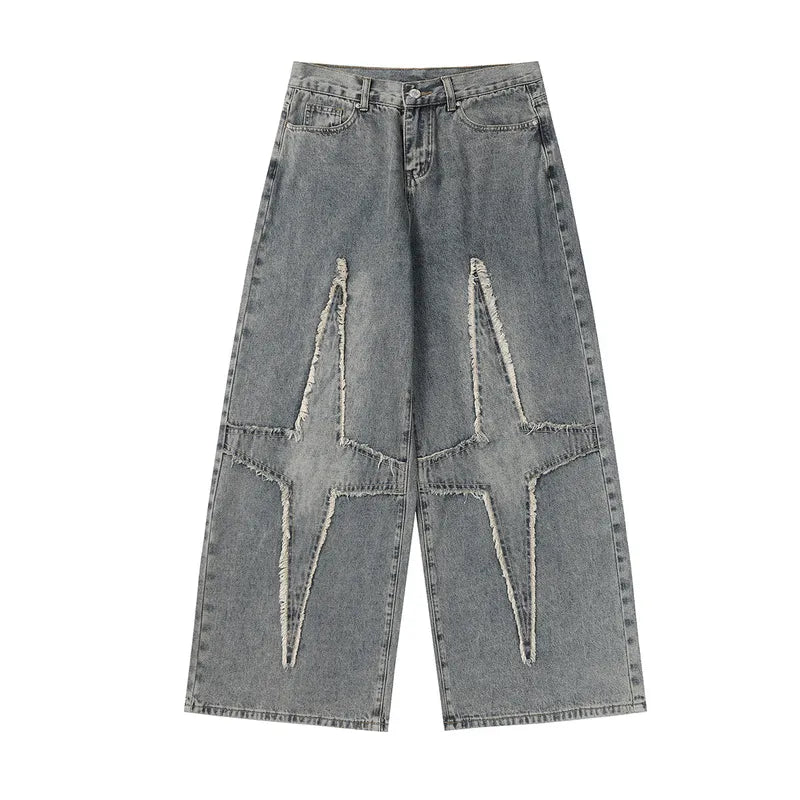 Men’s Arrowslit Faded Embroidered Baggy Denim Jeans