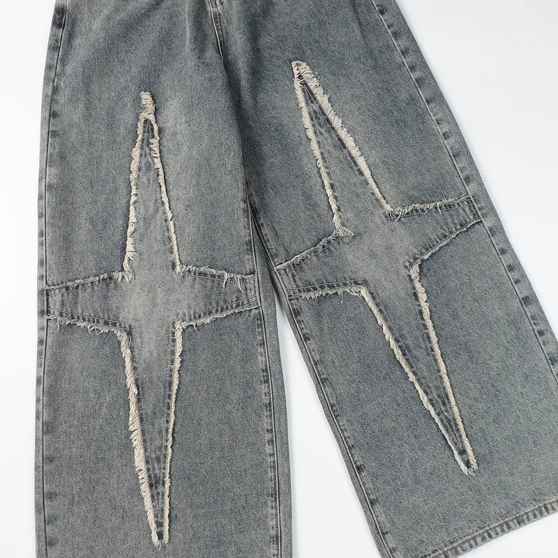 Men’s Arrowslit Faded Embroidered Baggy Denim Jeans