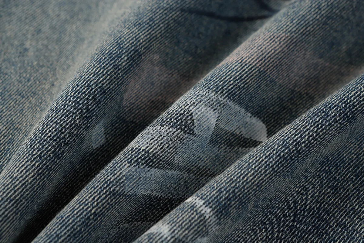 Men’s Graffiti Faded Embroidered Straight Cut + Baggy Denim Jeans