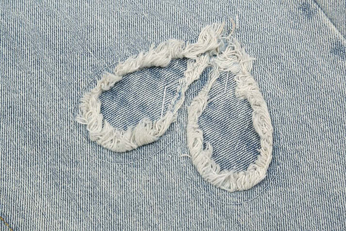 Men’s Hearts And Darts Faded Embroidered Straight Cut + Baggy Denim Jeans