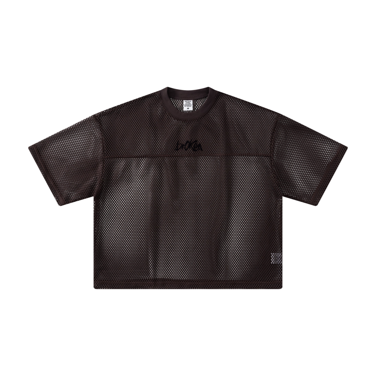 240GSM Men’s Boxy-Fit Mesh Layering T-Shirt Coffee Brown