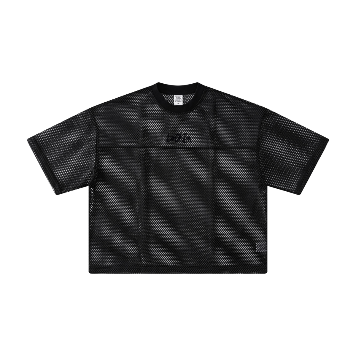 240GSM Men’s Boxy-Fit Mesh Layering T-Shirt Black