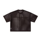 240GSM Men’s Boxy-Fit Mesh Layering T-Shirt Coffee Brown