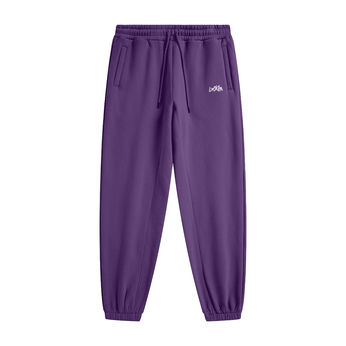 345GSM Unisex Fleece-Lined Clean Solid Drawstring Jogger Sweatpants Purple