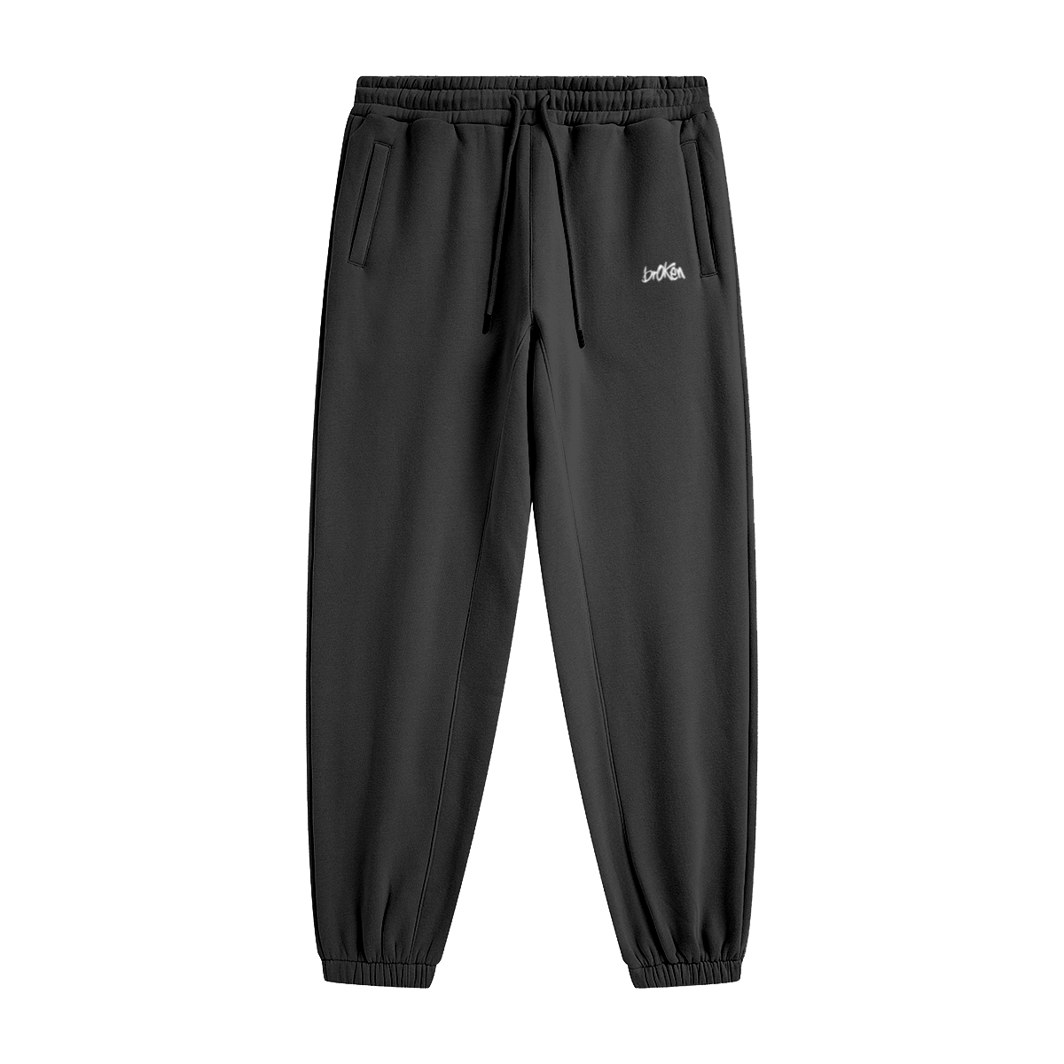 345GSM Unisex Fleece-Lined Clean Solid Drawstring Jogger Sweatpants Dark Grey
