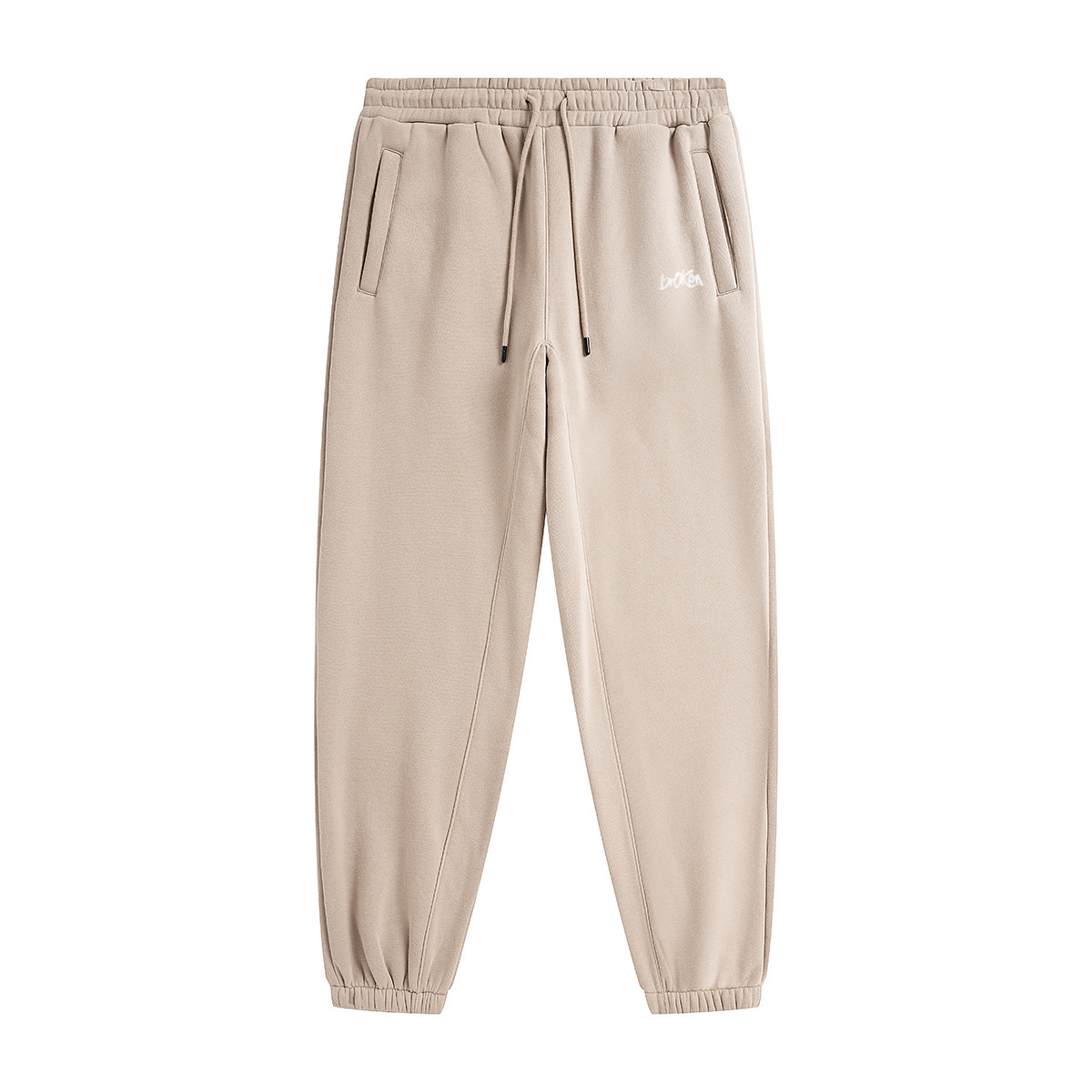345GSM Unisex Fleece-Lined Clean Solid Drawstring Jogger Sweatpants Khaki