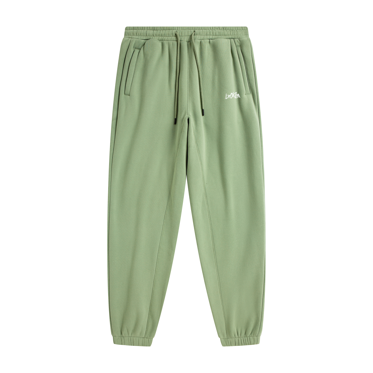345GSM Unisex Fleece-Lined Clean Solid Drawstring Jogger Sweatpants Matcha Green
