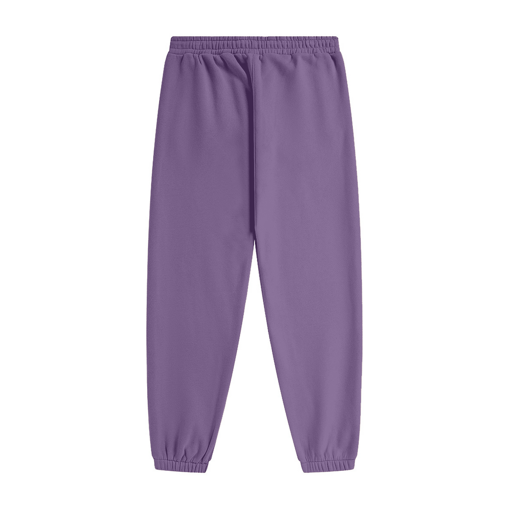 345GSM Unisex Fleece-Lined Clean Solid Drawstring Jogger Sweatpants Purple