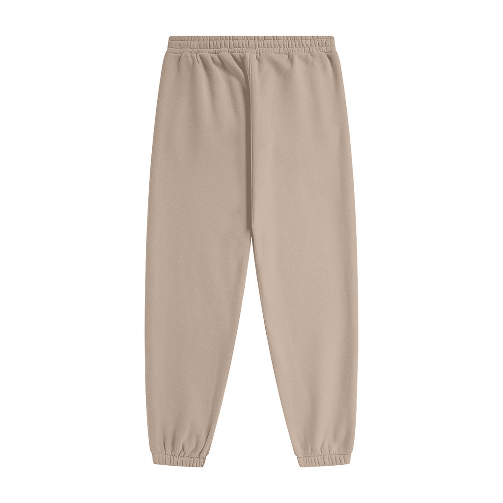 345GSM Unisex Fleece-Lined Clean Solid Drawstring Jogger Sweatpants Khaki