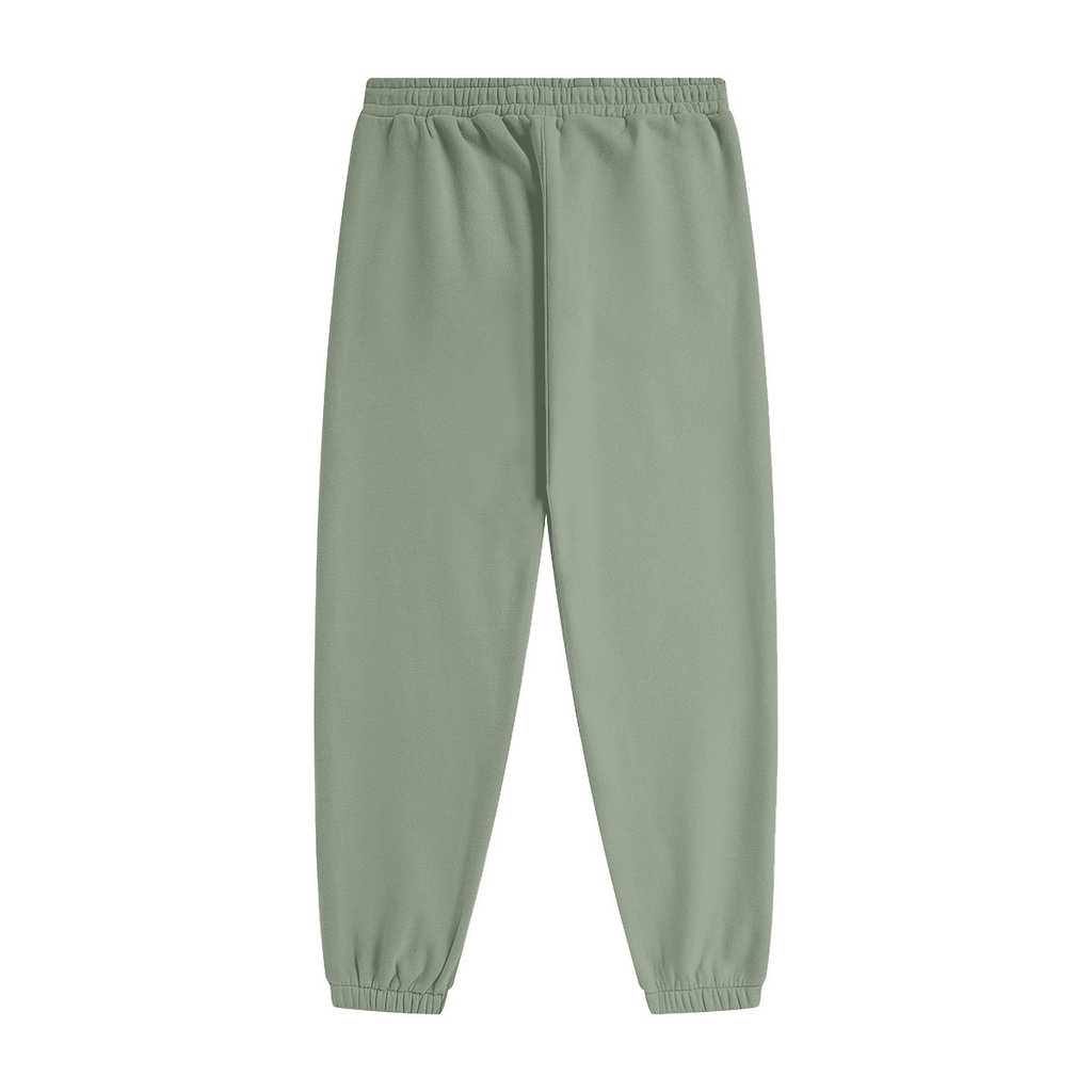 345GSM Unisex Fleece-Lined Clean Solid Drawstring Jogger Sweatpants Sage Green