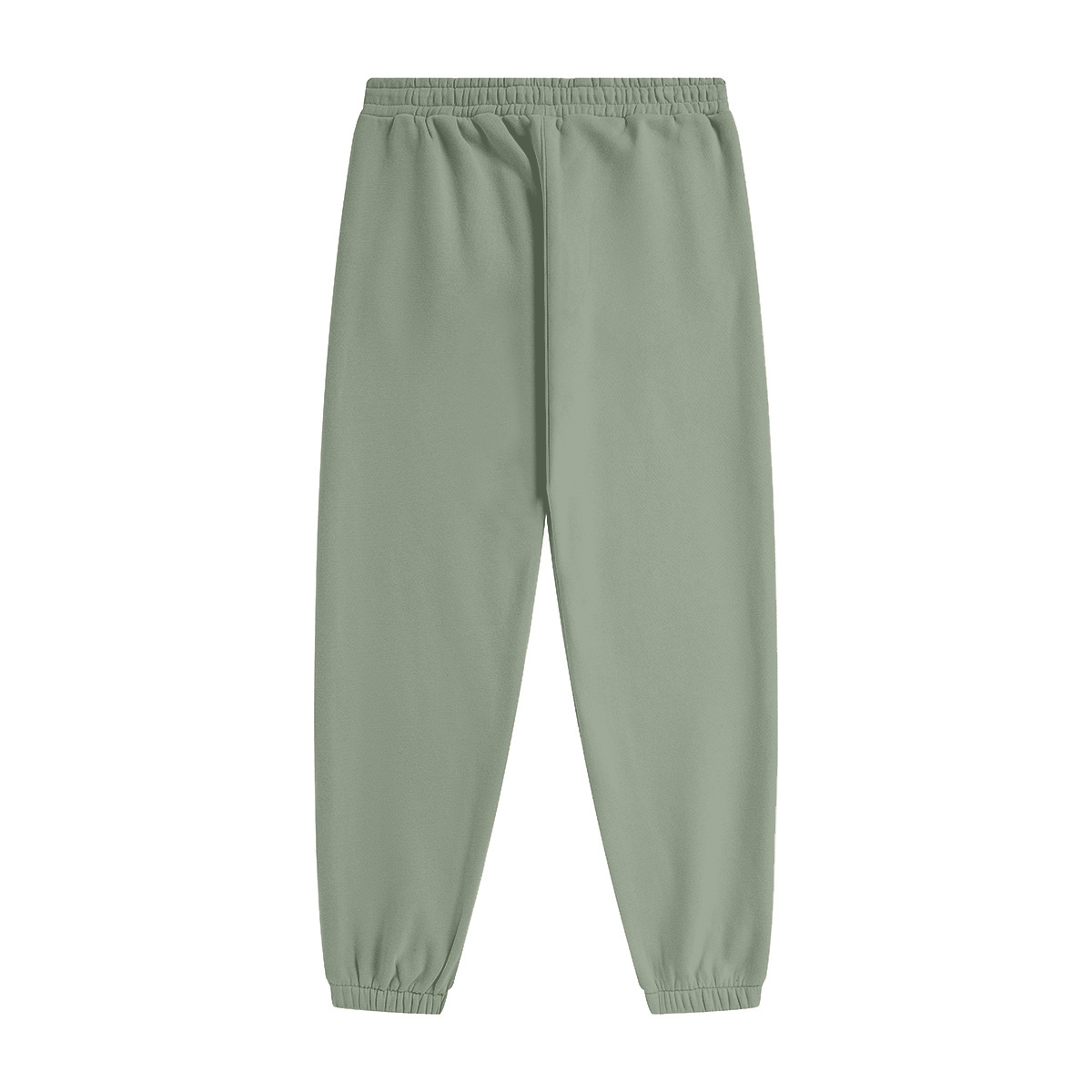 345GSM Unisex Fleece-Lined Clean Solid Drawstring Jogger Sweatpants Sage Green