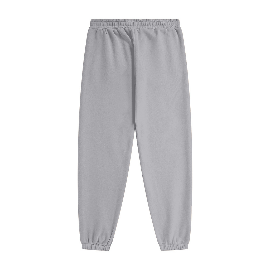 345GSM Unisex Fleece-Lined Clean Solid Drawstring Jogger Sweatpants Light Grey
