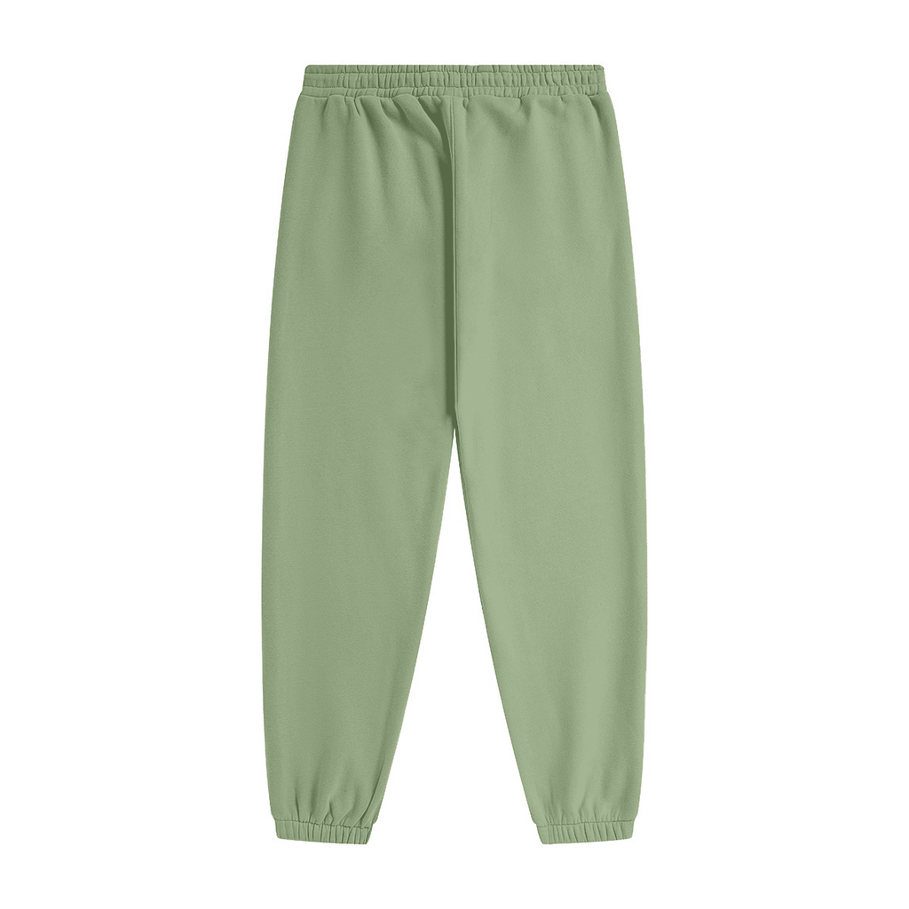 345GSM Unisex Fleece-Lined Clean Solid Drawstring Jogger Sweatpants Matcha Green
