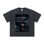 260GSM Unisex Heavyweight Re-Washed Distressed Crew Neck T-shirt Snowflake