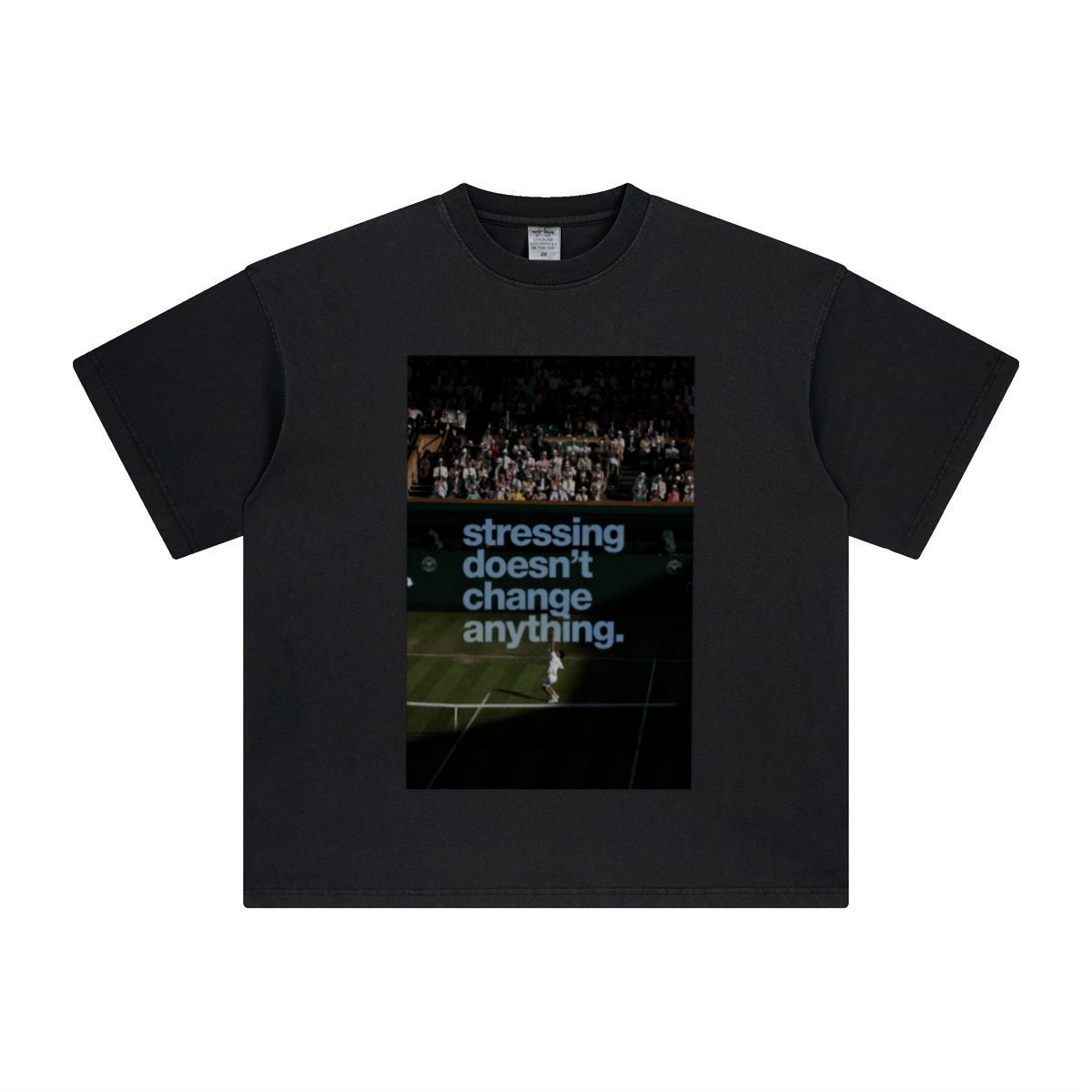 260GSM Unisex Heavyweight Re-Washed Distressed Crew Neck T-shirt Black