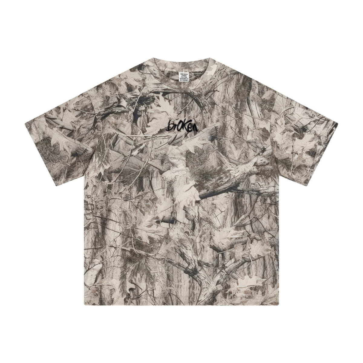 240GSM Unisex Loose-Fit Camouflage T-shirt Branch Camouflage