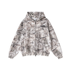 340GSM Unisex Heat Transfer Desert Camouflage Zip-Up Hoodie 	Branch Camouflage
