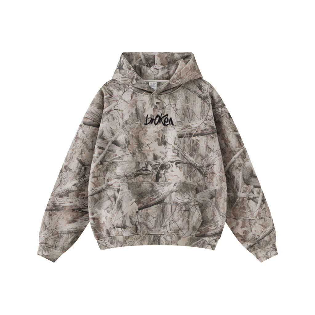340GSM Men’s Heat-Transfer Desert Camouflage Hoodie Branch Camouflage