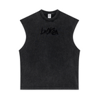 275GSM Unisex Vintage-Wash 100% Cotton Plain Tank Top Snow Wash