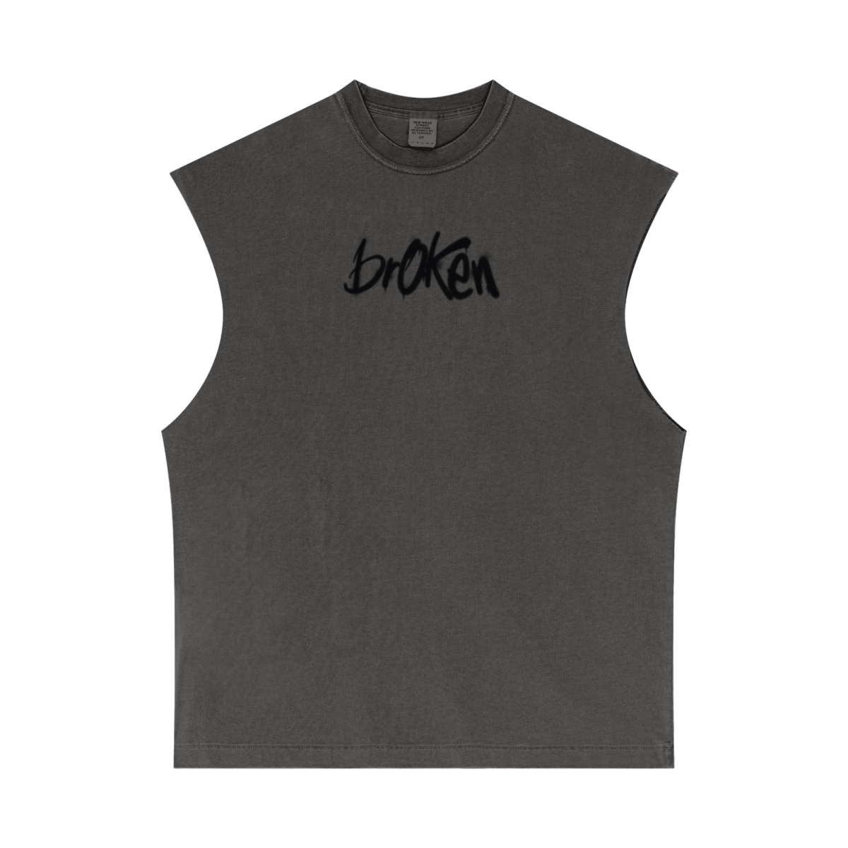 275GSM Unisex Vintage-Wash 100% Cotton Plain Tank Top Dark Grey