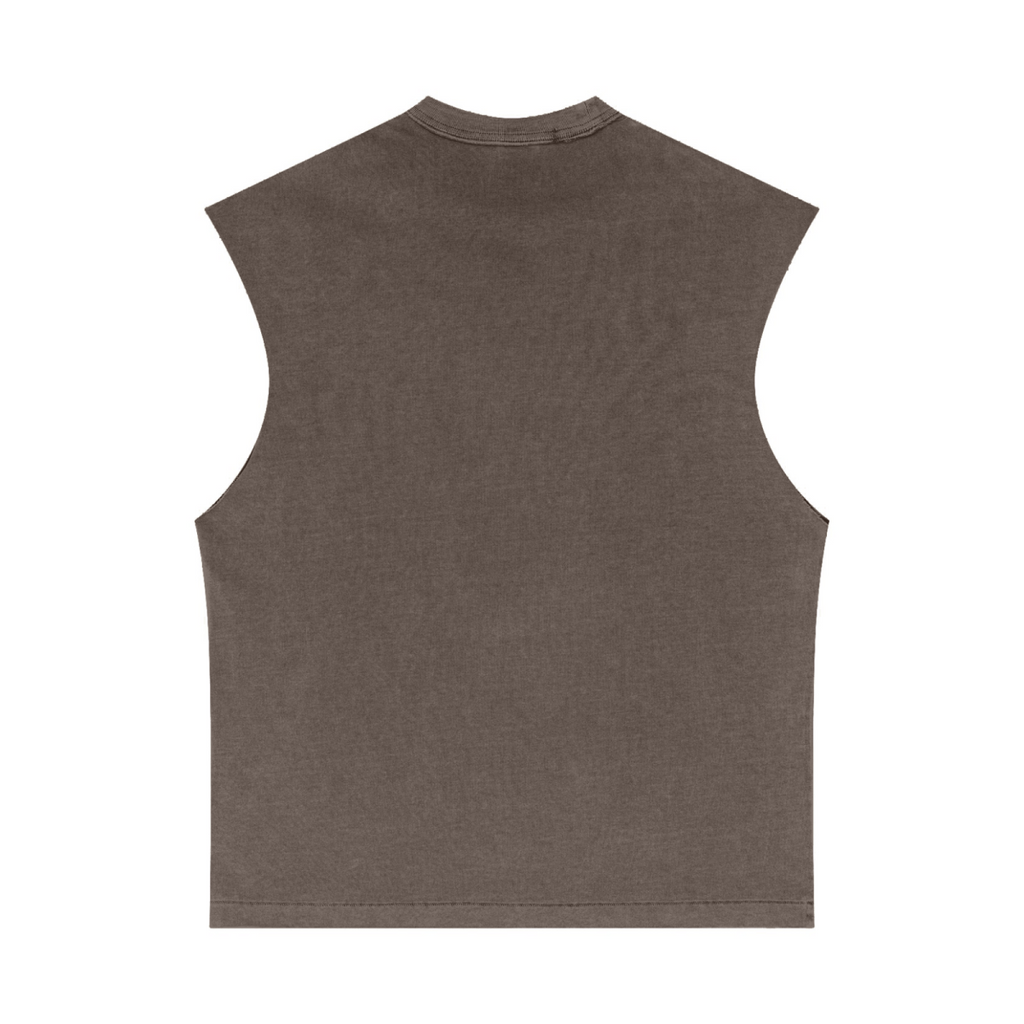 275GSM Unisex Vintage-Wash 100% Cotton Plain Tank Top Mocha