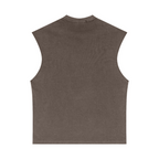275GSM Unisex Vintage-Wash 100% Cotton Plain Tank Top Mocha