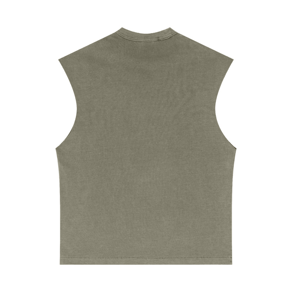 275GSM Unisex Vintage-Wash 100% Cotton Plain Tank Top Light green