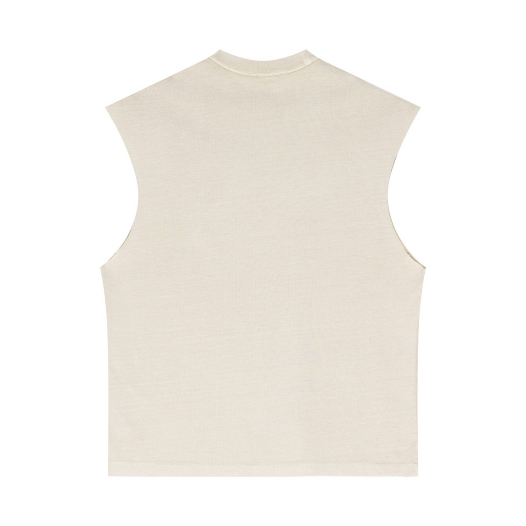 275GSM Unisex Vintage-Wash 100% Cotton Plain Tank Top Almond Grey