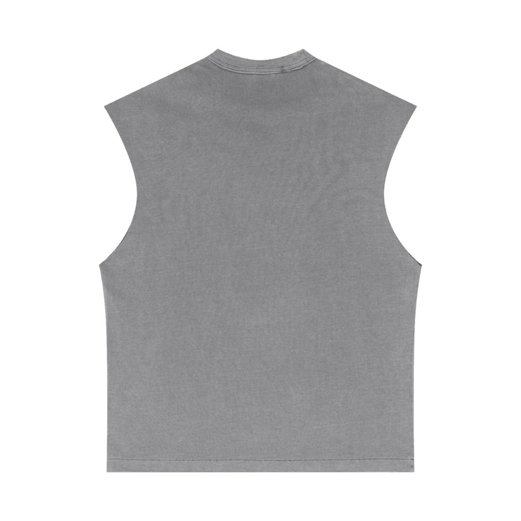 275GSM Unisex Vintage-Wash 100% Cotton Plain Tank Top Light Grey 